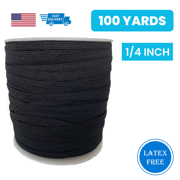 Black 200 Yard 1/4 inch Flat Elastic Band for Sewing